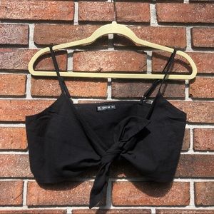Black Front Tie Crop Top